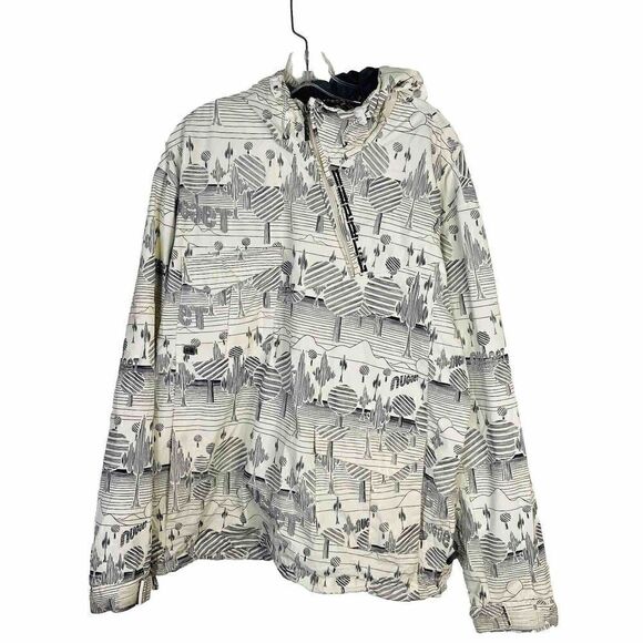 Nugget Clothing Systems Men  1/4 Zip Hoodie Ski‎ Jacket Black White Nylon Rare L - Picture 1 of 13